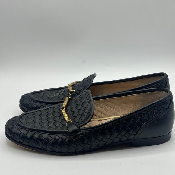 J. MCLAUGHLIN Dillon Basket Weave Woven Leather Horsebit Loafer Black Sz 7.5 - Picture 4 of 8